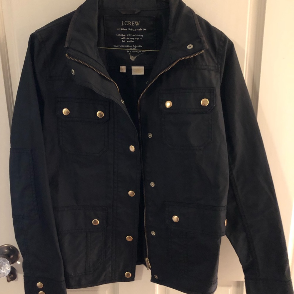 J crew black wax jacket